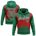 Custom Stitched Kelly Green Red-White 3D Pattern Design Abstract Splatter Grunge Art Sports Pullover Sweatshirt Hoodie