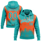 Custom Stitched Aqua Orange-White 3D Pattern Design Abstract Splatter Grunge Art Sports Pullover Sweatshirt Hoodie