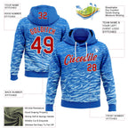 Custom Stitched Royal Red-White 3D Pattern Design Wave Sports Pullover Sweatshirt Hoodie
