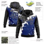 Custom Stitched Black Royal Old Gold-White 3D Pattern Design Splash Torn Paper Style Sports Pullover Sweatshirt Hoodie