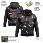 Custom Stitched Black Purple Old Gold-White 3D Pattern Design Line Sports Pullover Sweatshirt Hoodie