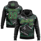 Custom Stitched Black Kelly Green Old Gold-White 3D Pattern Design Line Sports Pullover Sweatshirt Hoodie