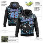 Custom Stitched Black Sky Blue Pink-White 3D Pattern Design Line Sports Pullover Sweatshirt Hoodie