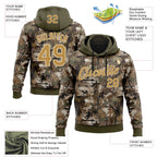 Custom Stitched Olive Old Gold-Cream 3D Pattern Design Tree Camo Hunting Sports Pullover Sweatshirt Salute To Service Hoodie