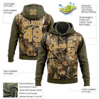 Custom Stitched Olive Old Gold-Cream 3D Pattern Design Tree Camo Hunting Sports Pullover Sweatshirt Salute To Service Hoodie