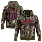 Custom Stitched Olive Navy-Fire Red 3D Pattern Design Tree Camo Hunting Sports Pullover Sweatshirt Salute To Service Hoodie