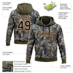 Custom Stitched Olive Brown-Cream 3D Pattern Design Tree Camo Hunting Sports Pullover Sweatshirt Salute To Service Hoodie