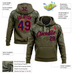 Custom Stitched Olive Navy-Fire Red 3D Pattern Design Tree Camo Gradient Hunting Sports Pullover Sweatshirt Salute To Service Hoodie