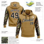 Custom Stitched Old Gold Black-White 3D Pattern Design Tree Camo Hunting Sports Pullover Sweatshirt Hoodie