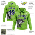 Custom Stitched Neon Green Navy Black-White 3D Pattern Design Sportswear Fishing Pullover Sweatshirt Hoodie