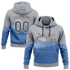 Custom Stitched Gray Steel Gray Blue-White 3D Pattern Design Natural Scenery Sportswear Pullover Sweatshirt Hoodie