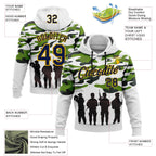 Custom Stitched White Navy Black-Gold 3D Pattern Design Camo Military Sportswear Pullover Sweatshirt Hoodie