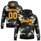 Custom Stitched Black Gold-Orange 3D Pattern Design Camo Sportswear Pullover Sweatshirt Hoodie
