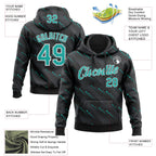 Custom Stitched Black Aqua-White 3D Pattern Design Slant Lines Sports Pullover Sweatshirt Hoodie
