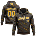 Custom Stitched Brown Gold-White 3D Pattern Design Slant Lines Sports Pullover Sweatshirt Hoodie