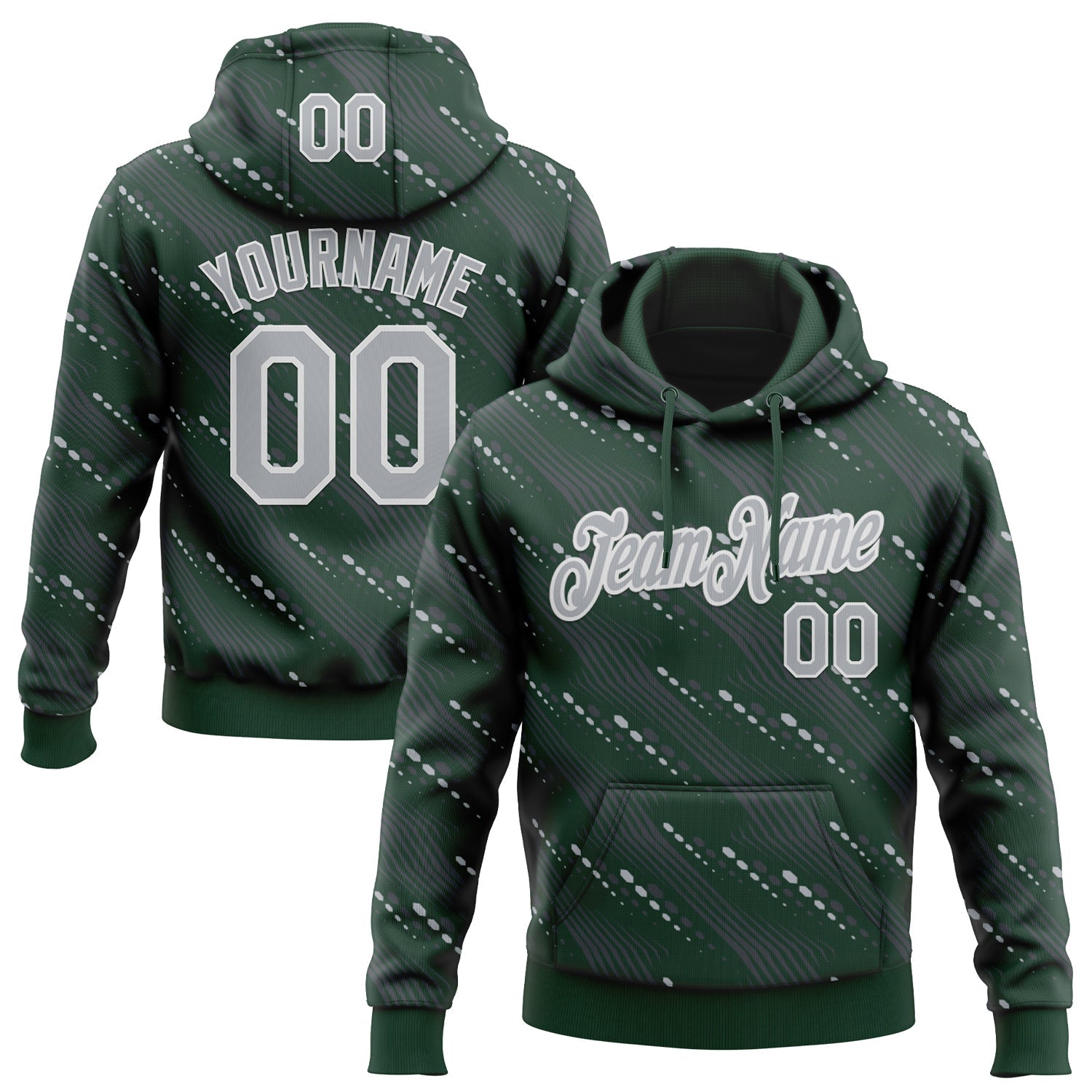 Custom Stitched Green Gray-White 3D Pattern Design Slant Lines Sports Pullover Sweatshirt Hoodie