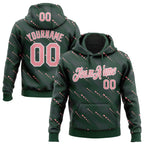Custom Stitched Green Medium Pink-White 3D Pattern Design Slant Lines Sports Pullover Sweatshirt Hoodie
