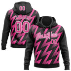 Custom Stitched Black Pink-White 3D Pattern Design Zigzag Shape Sports Pullover Sweatshirt Hoodie