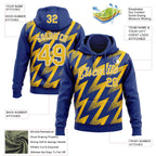 Custom Stitched Royal Yellow-White 3D Pattern Design Zigzag Shape Sports Pullover Sweatshirt Hoodie