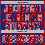 Custom Stitched Royal Red-White 3D Pattern Design Zigzag Shape Sports Pullover Sweatshirt Hoodie