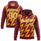 Custom Stitched Crimson Gold-White 3D Pattern Design Zigzag Shape Sports Pullover Sweatshirt Hoodie