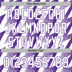 Custom Stitched White Purple 3D Pattern Design Zigzag Shape Sports Pullover Sweatshirt Hoodie