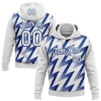 Custom Stitched White Royal 3D Pattern Design Zigzag Shape Sports Pullover Sweatshirt Hoodie