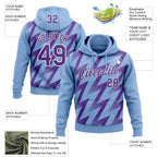 Custom Stitched Light Blue Purple-White 3D Pattern Design Zigzag Shape Sports Pullover Sweatshirt Hoodie