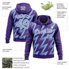 Custom Stitched Purple Light Blue-White 3D Pattern Design Zigzag Shape Sports Pullover Sweatshirt Hoodie