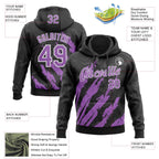 Custom Stitched Black Medium Purple-White 3D Pattern Design Splash Sports Pullover Sweatshirt Hoodie