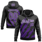 Custom Stitched Black Purple-White 3D Pattern Design Splash Sports Pullover Sweatshirt Hoodie