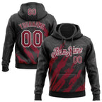 Custom Stitched Black Crimson-White 3D Pattern Design Splash Sports Pullover Sweatshirt Hoodie