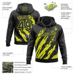Custom Stitched Black Neon Yellow 3D Pattern Design Splash Sports Pullover Sweatshirt Hoodie