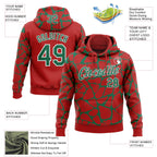 Custom Stitched Red Kelly Green-White 3D Pattern Design Abstract Network Sports Pullover Sweatshirt Hoodie