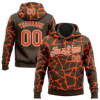 Custom Stitched Brown Orange-White 3D Pattern Design Abstract Network Sports Pullover Sweatshirt Hoodie