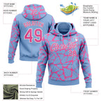 Custom Stitched Light Blue Pink-White 3D Pattern Design Abstract Network Sports Pullover Sweatshirt Hoodie