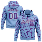 Custom Stitched Light Blue Purple-White 3D Pattern Design Abstract Network Sports Pullover Sweatshirt Hoodie