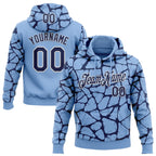 Custom Stitched Light Blue Navy-White 3D Pattern Design Abstract Network Sports Pullover Sweatshirt Hoodie