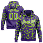 Custom Stitched Purple Neon Green-White 3D Pattern Design Abstract Network Sports Pullover Sweatshirt Hoodie