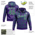 Custom Stitched Purple Kelly Green-White 3D Pattern Design Abstract Network Sports Pullover Sweatshirt Hoodie