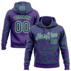 Custom Stitched Purple Kelly Green-White 3D Pattern Design Abstract Network Sports Pullover Sweatshirt Hoodie