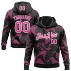 Custom Stitched Black Pink-White 3D Pattern Design Curve Lines Sports Pullover Sweatshirt Hoodie