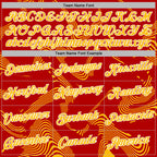 Custom Stitched Red Gold-White 3D Pattern Design Curve Lines Sports Pullover Sweatshirt Hoodie