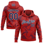 Custom Stitched Red Navy-White 3D Pattern Design Curve Lines Sports Pullover Sweatshirt Hoodie