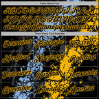 Custom Stitched Black Light Blue-Gold 3D Pattern Design Splash Sports Pullover Sweatshirt Hoodie