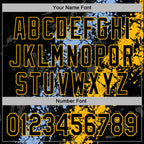 Custom Stitched Black Light Blue-Gold 3D Pattern Design Splash Sports Pullover Sweatshirt Hoodie