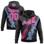 Custom Stitched Black Pink-Light Blue 3D Pattern Design Splash Sports Pullover Sweatshirt Hoodie
