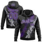 Custom Stitched Black Purple-Gray 3D Pattern Design Splash Sports Pullover Sweatshirt Hoodie
