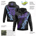 Custom Stitched Black Purple-Light Blue 3D Pattern Design Splash Sports Pullover Sweatshirt Hoodie