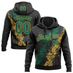 Custom Stitched Black Kelly Green-Old Gold 3D Pattern Design Splash Sports Pullover Sweatshirt Hoodie